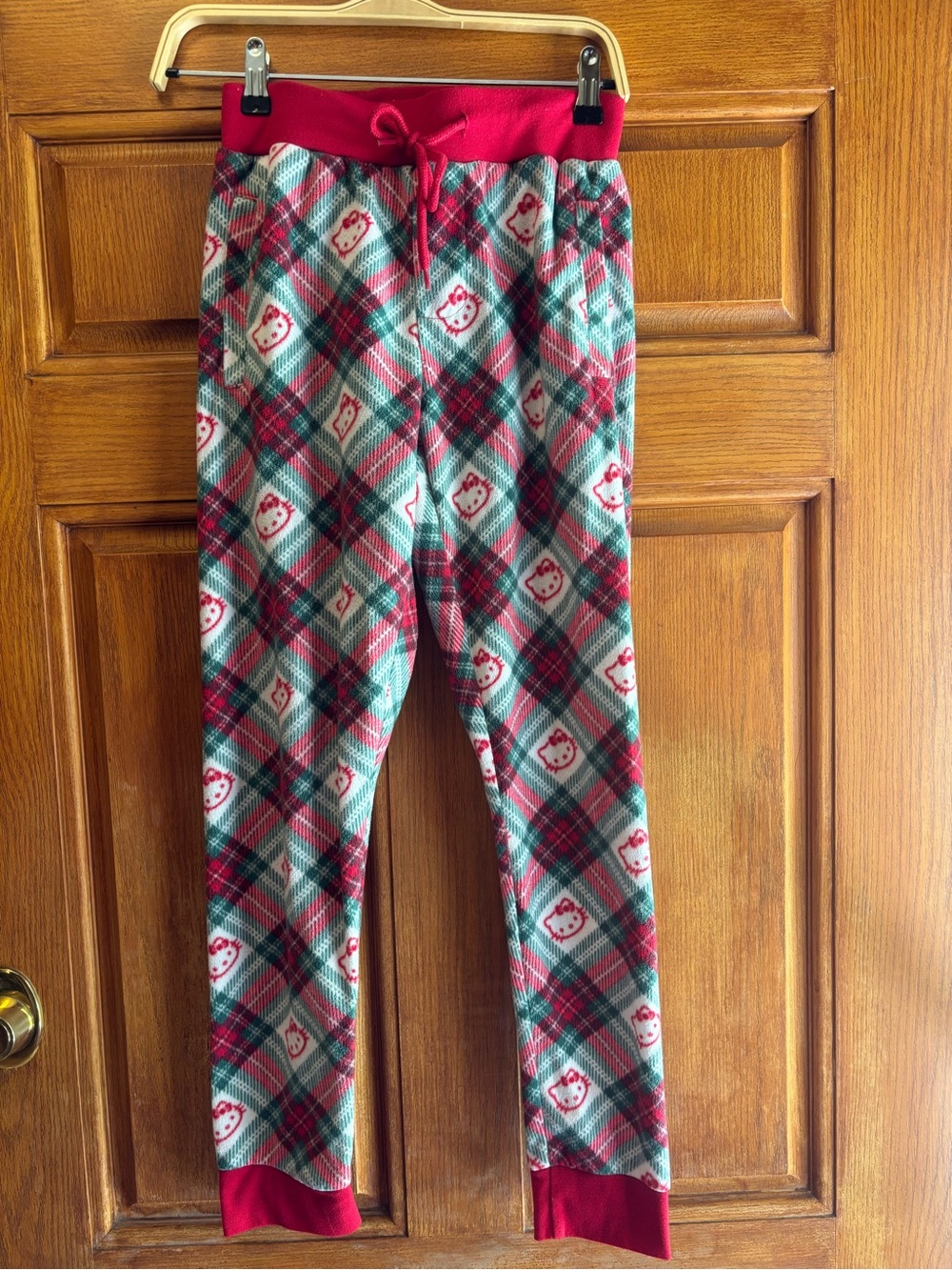Aeropostale Hello Kitty  Red and Green Plaid Fleece Pajama Pants